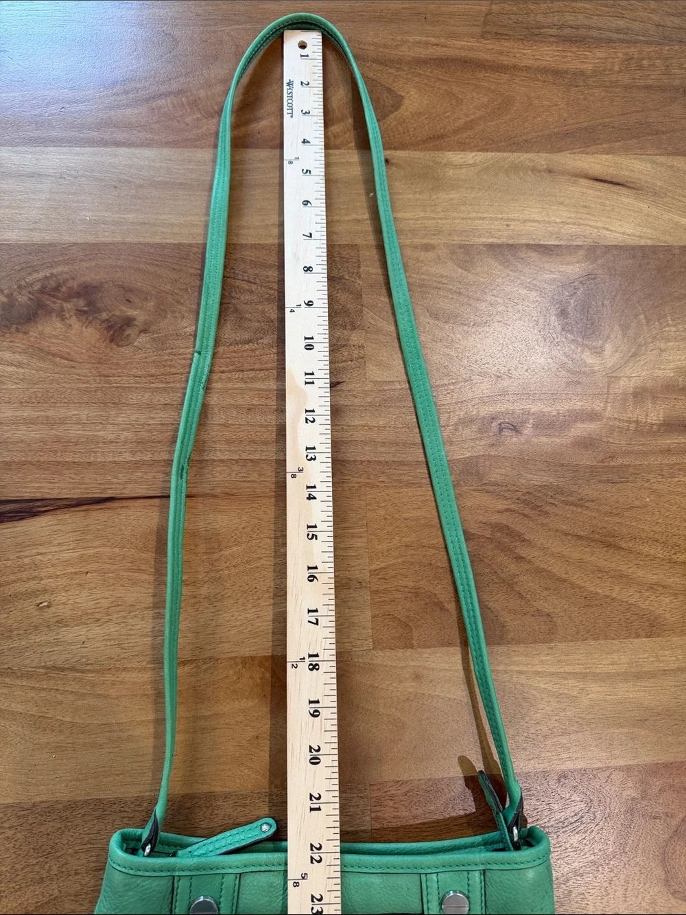 b. makowsky Green Leather Crossbody Bag with Silver Studs